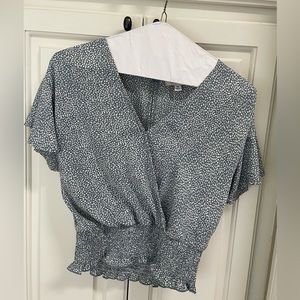 Blue and white crop blouse